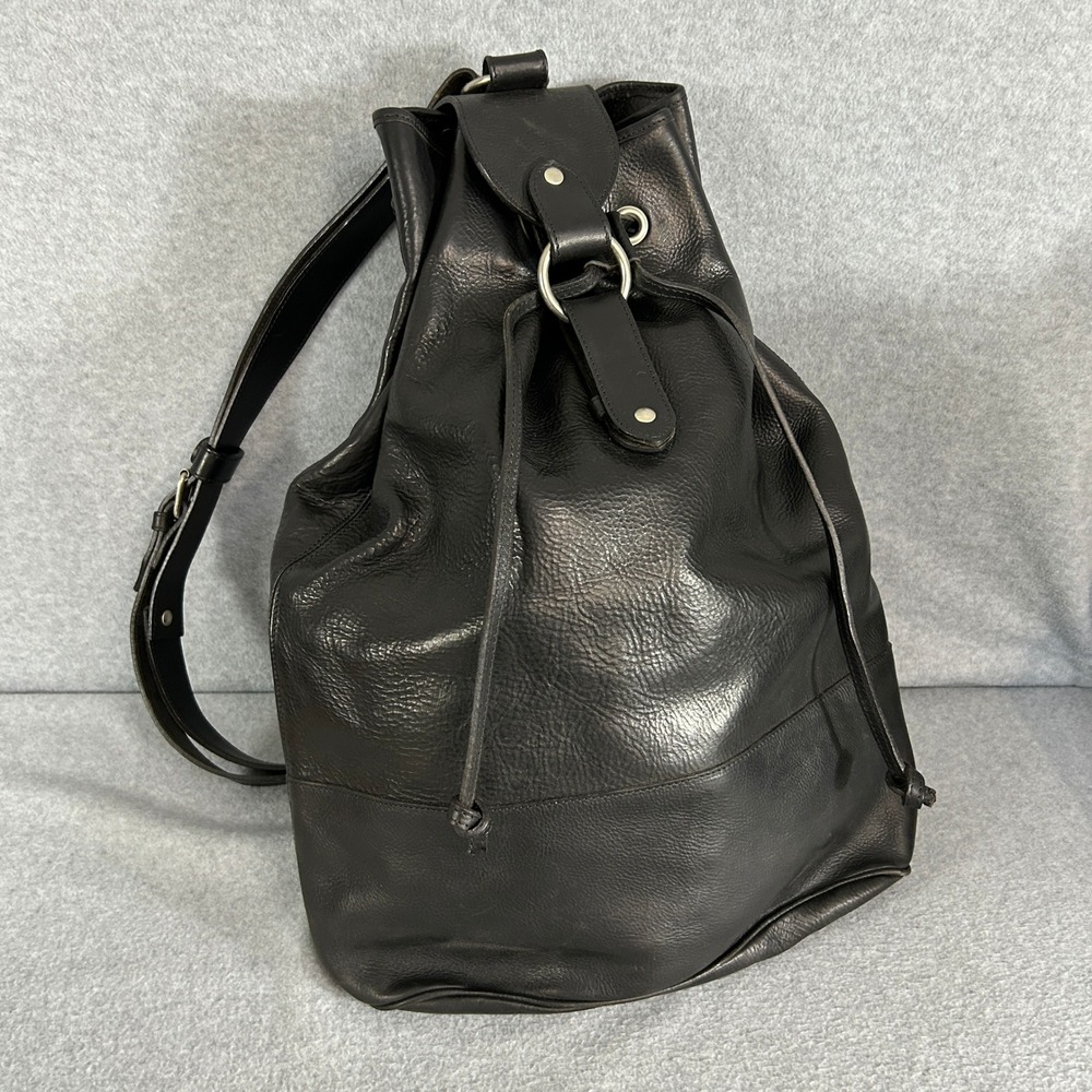 Pelletteria Toro Firenze Crossbody Backpack Black Pebble Italian Leather Large